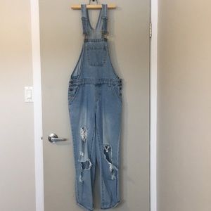 Bluenotes distressed denim overalls small